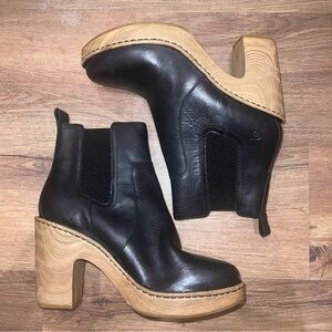 Born Black and Tan Heeled Boots with Chelsea Style